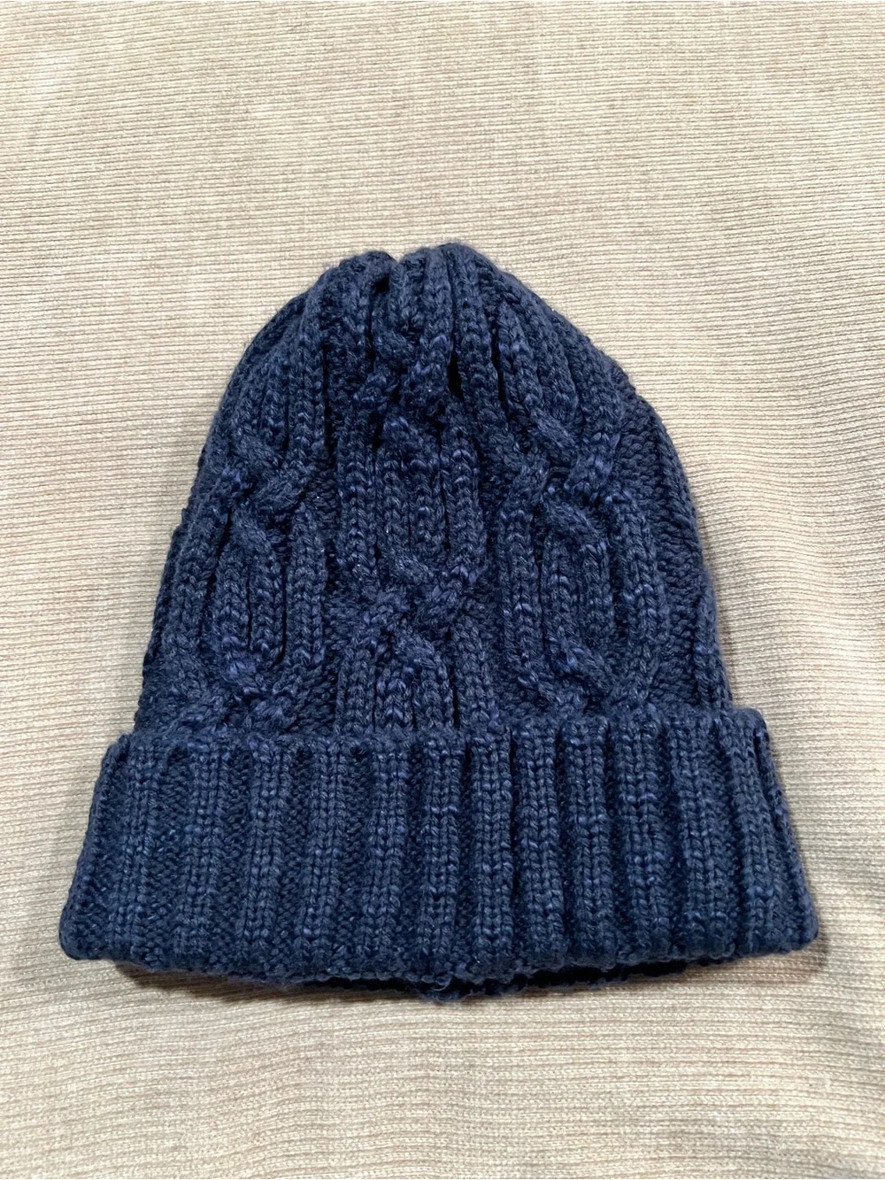 The North Face Dark Navy Cable Knit Cuffed Beanie